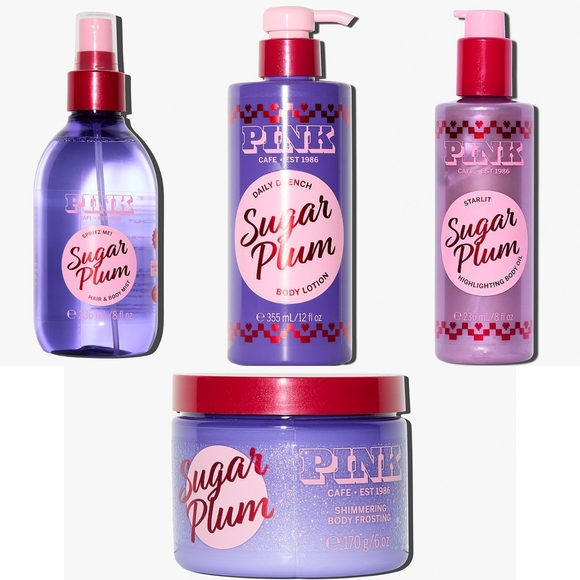 PINK Victoria´s Secret Holiday Sugar Plum 4pc Full...